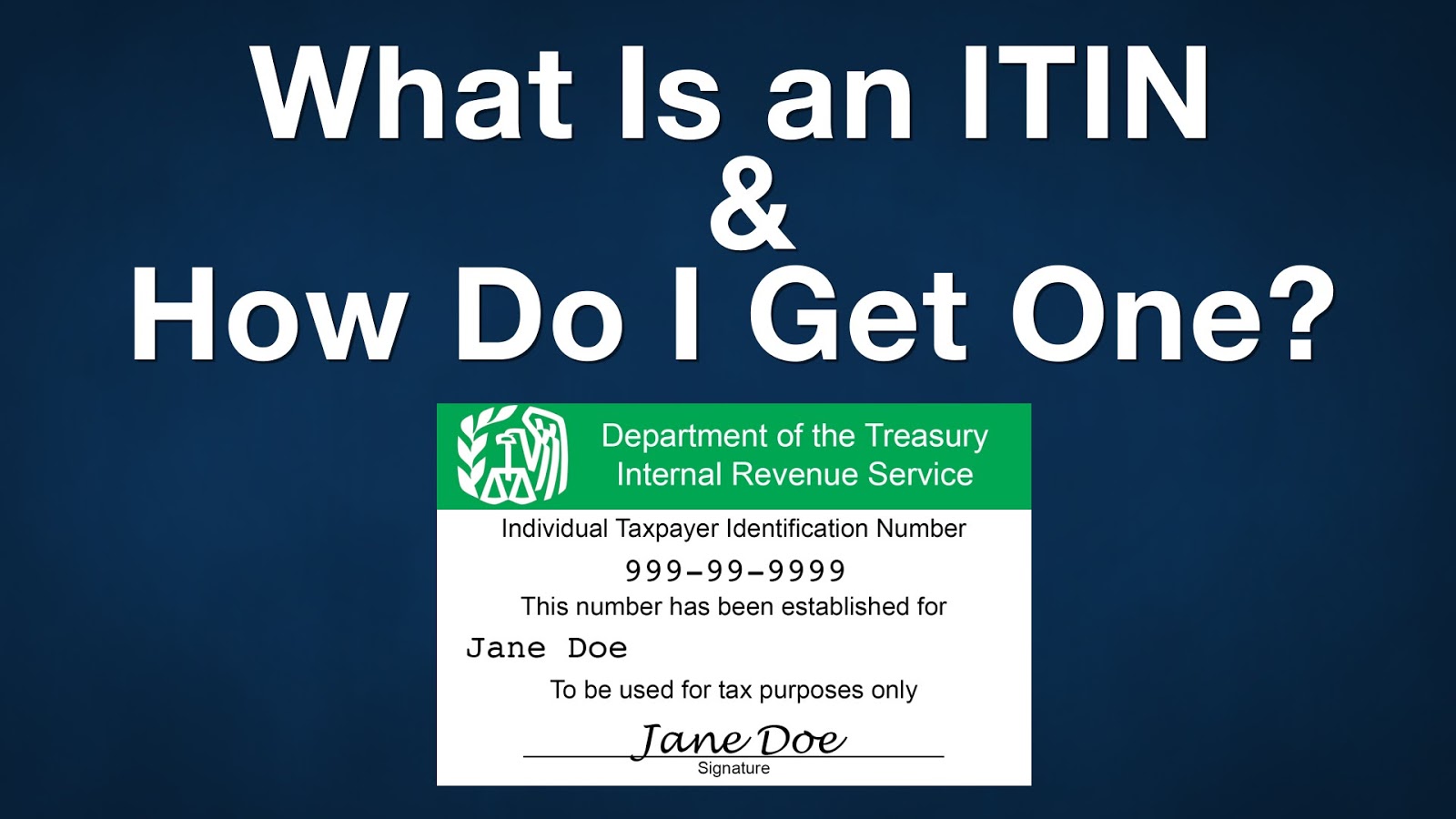 Graphic showing "What Is an ITIN & How Do I Get One?" and a sample ITIN card.
