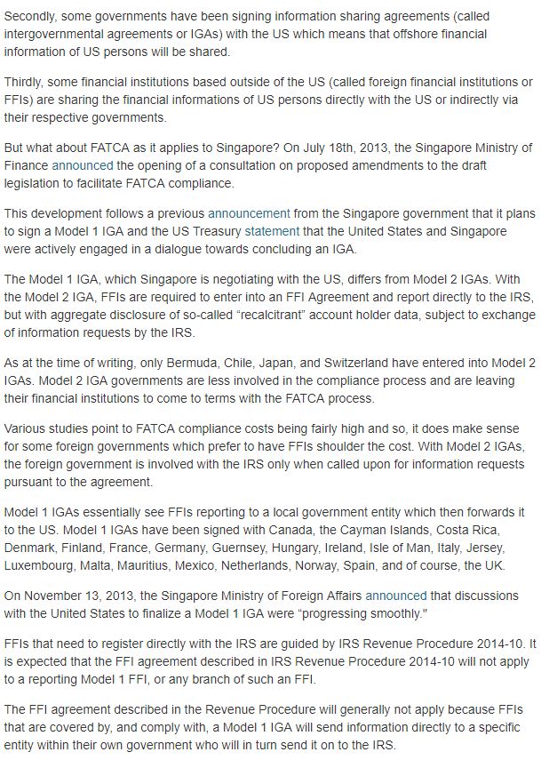 Text discussing FATCA compliance and intergovernmental agreements.