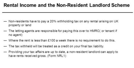 Rental Income and the Non-Resident Landlord Scheme details.