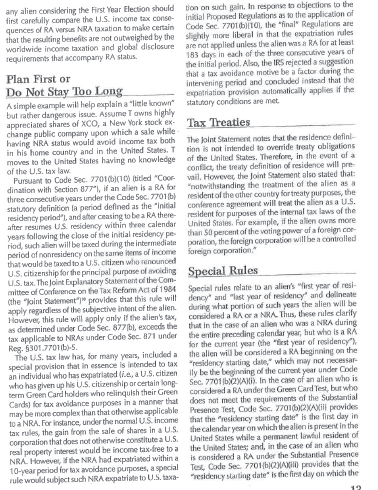 Page from a tax advisory blog with columns of text discussing US tax law.