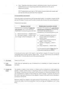 Table comparing documentation requirements for business size test and related party transactions size test.