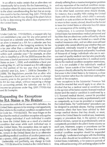 Heading: Expanding the Exceptions to RA Status-a No Brainer