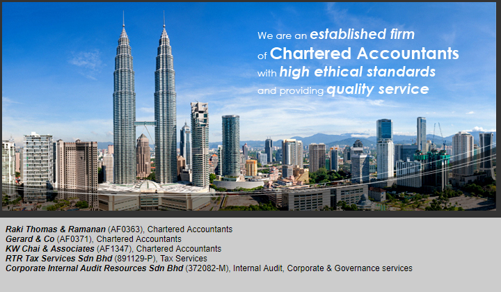 Kuala Lumpur skyline with Petronas Towers and text about chartered accountants.