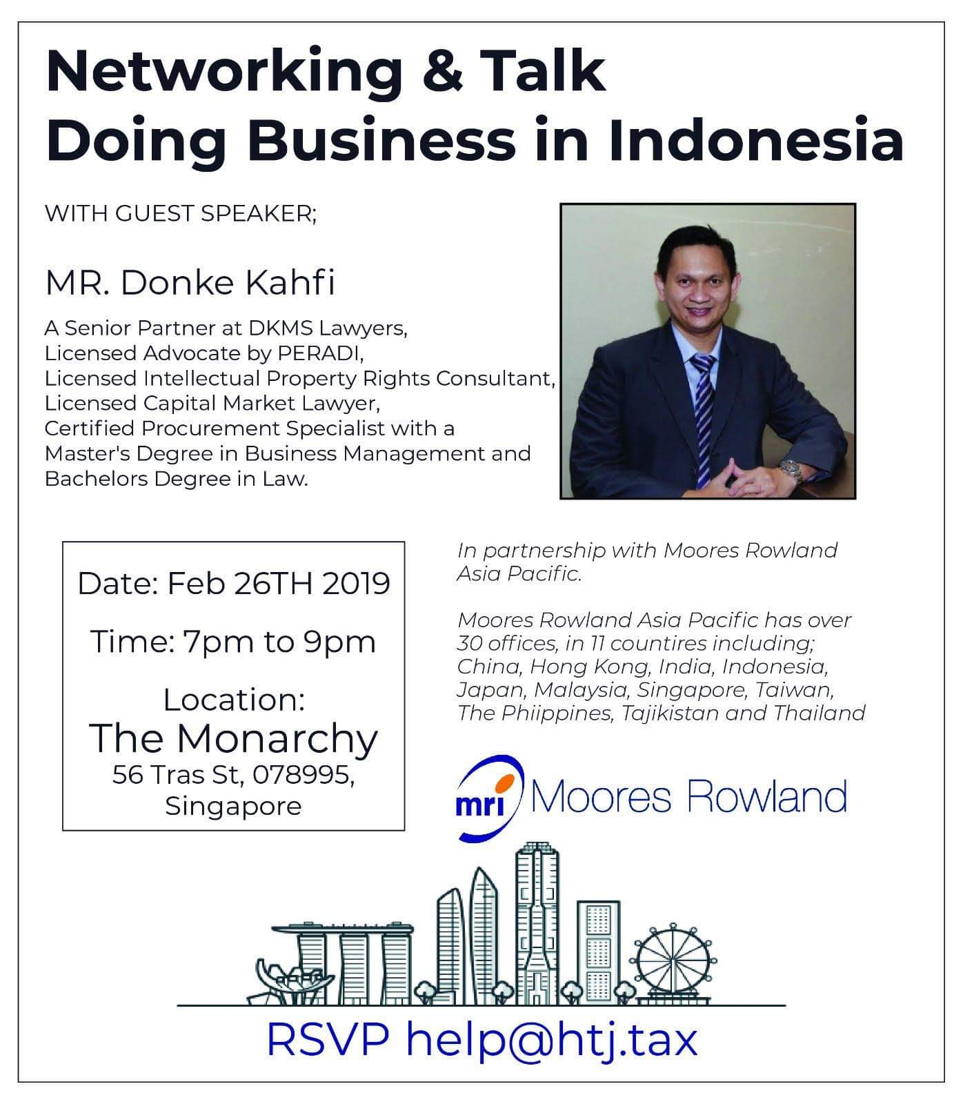 Networking & Talk Doing Business in Indonesia with guest speaker Mr. Donke Kahfi.