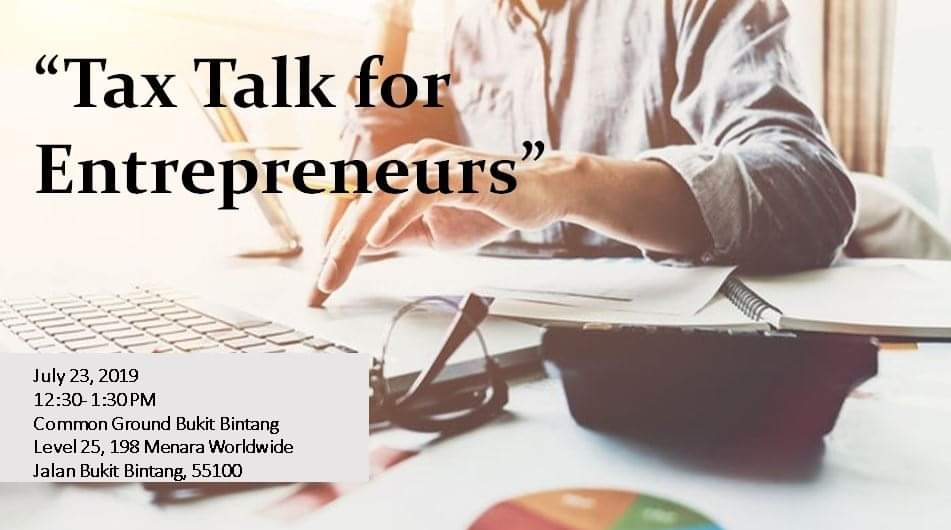 "Tax Talk for Entrepreneurs" event details and speaker information.