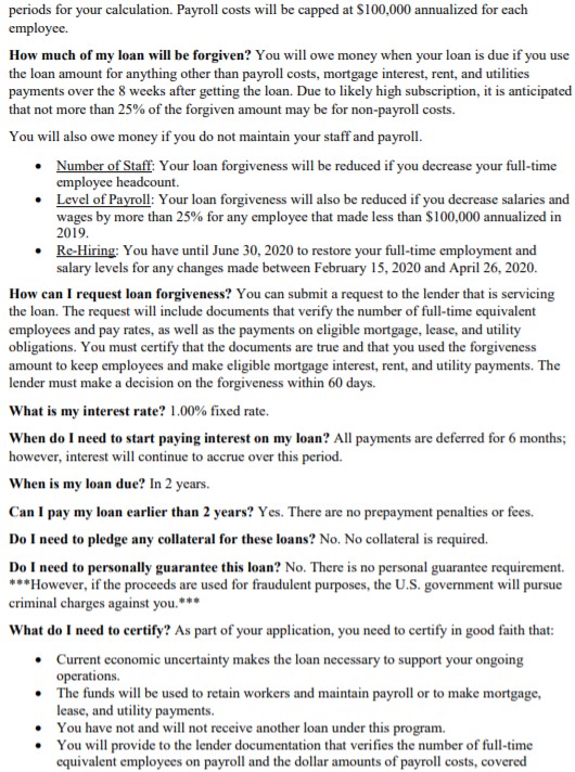 Document excerpt detailing PPP loan forgiveness conditions and requirements.