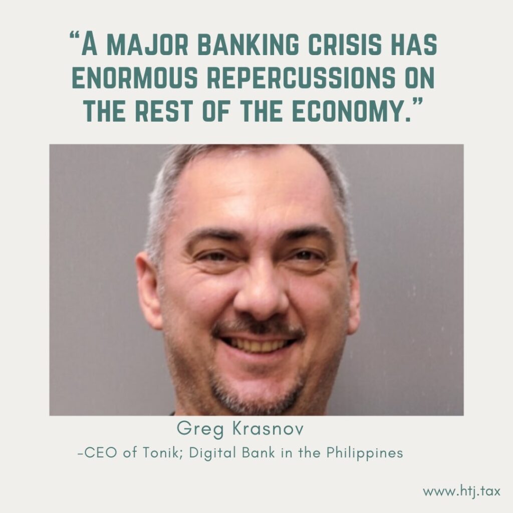 Greg Krasnov, CEO of Tonik Digital Bank in the Philippines, quotes a banking crisis.