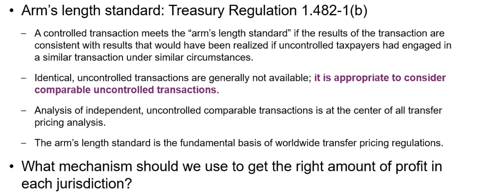 Arm's length standard: Treasury Regulation 1.482-1(b) text.