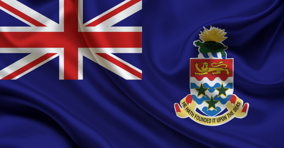 Flag of the Cayman Islands with Union Jack and coat of arms.