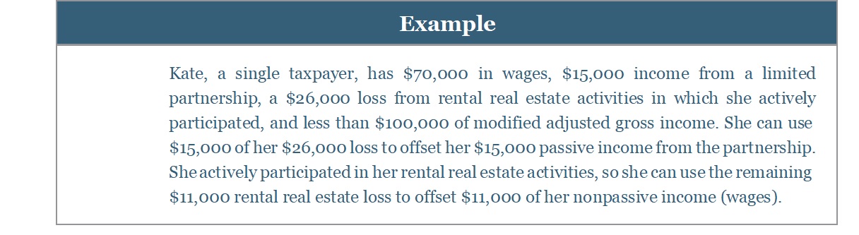 Example of tax calculation for a single taxpayer named Kate.