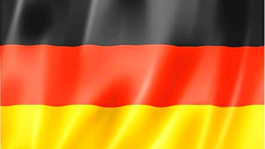 Flag of Germany with horizontal stripes of black, red, and yellow.