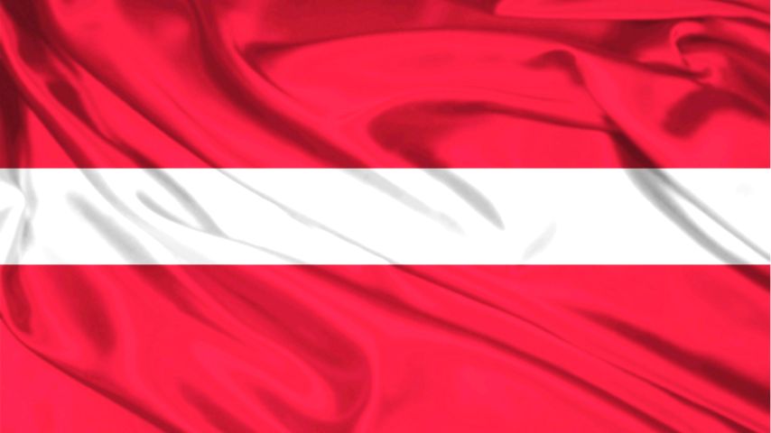Flag of Austria with red and white horizontal stripes.