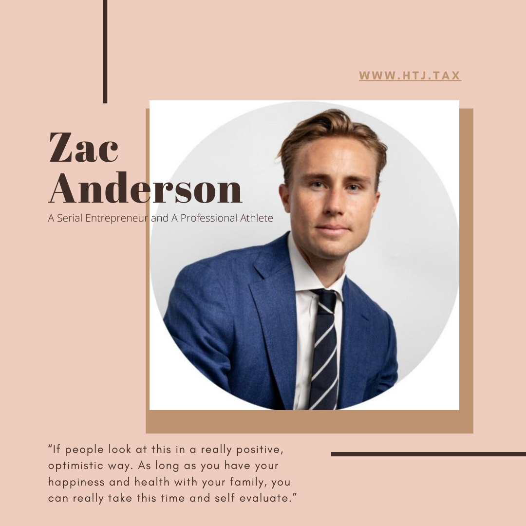 Zac Anderson, a serial entrepreneur and professional athlete, with a quote and website.