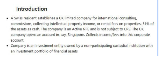 Introduction section with bullet points describing a UK limited company and an investment entity.