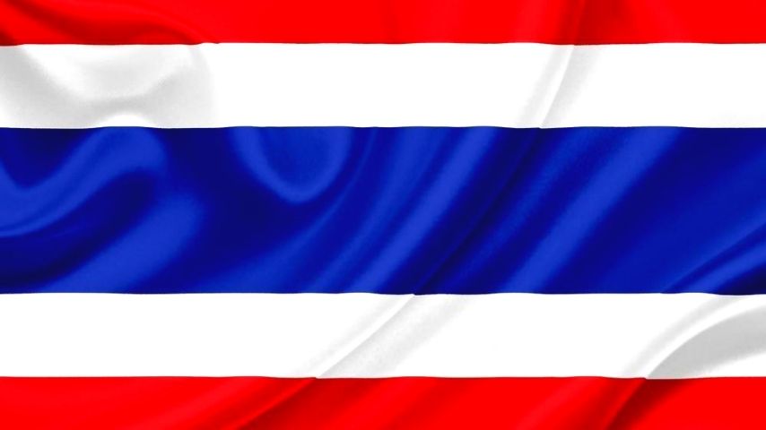 The flag of Thailand, showing five horizontal stripes of red, white, blue, white, and red.