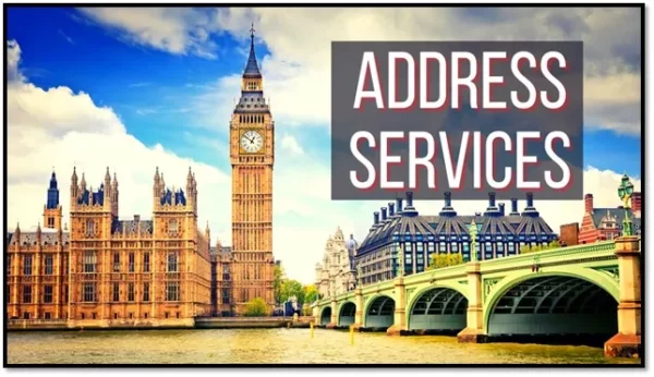 Big Ben and Parliament building with text Address Services