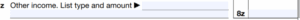 Screenshot of Form 1040 line 8z, Other income. List type and amount.
