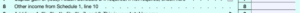 Screenshot of US tax form lines for other income and adjustments.